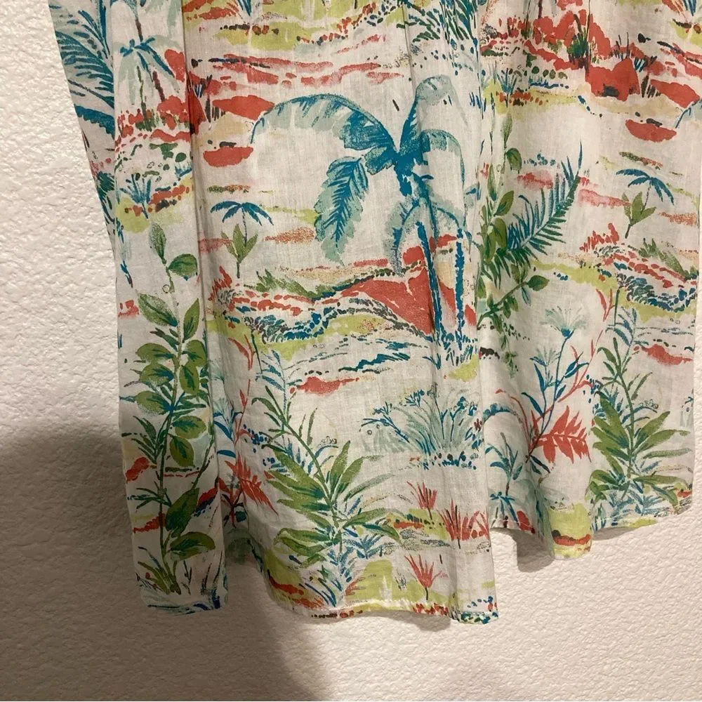 Sigrid Olsen Tropical Print Sleeveless Top Large Embroidered